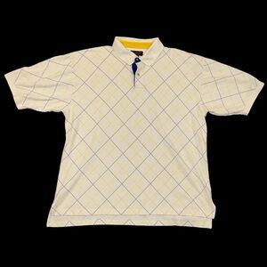 Classic 80s/90s Grandpa Cotton Knit Funky Golf Polo - Argyle 2XL Tall